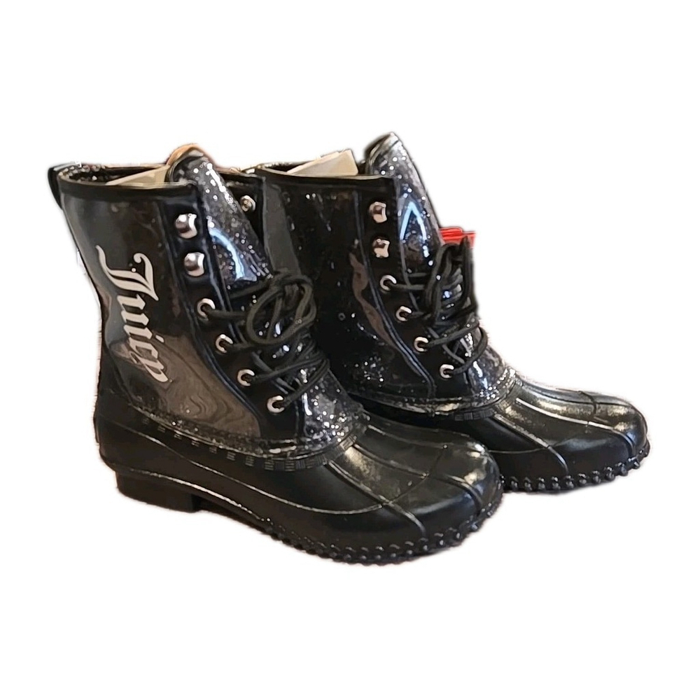 Juicy Couture Lace Up Duck Boots, JC-Teena, Black NWT, No Box Sz 6M Women's